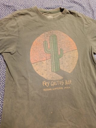 Camiseta Pull&Bear Verde Estampado Cactus