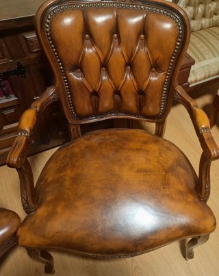 Sillones Chester Luis XV Piel Marrón
