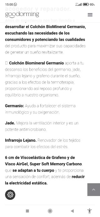 Colchón Biomineral Germanio Bayer