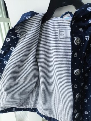 Parka de Niña Azul con Estampado de Barcos