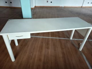Escritorio Blanco Largo Madera Maciza
