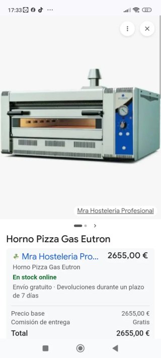 Forno a gas naturale per 4 pizze