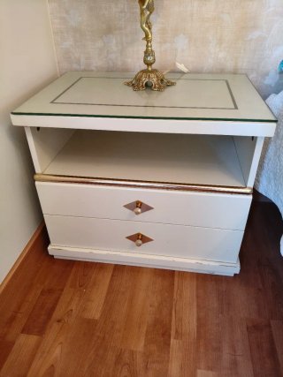 Dormitorio lacado blanco/dorado