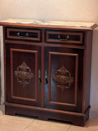- Mueble aparador clásico madera mármol 80x22x82