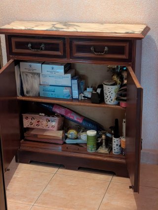- Mueble aparador clásico madera mármol 80x22x82