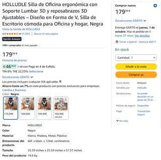 Silla Oficina Ergonómica Holludle soporte Lumbar