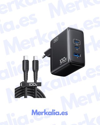 CARGADOR RAPIDO GAN 100W INIU 3 PUERTOS USB C