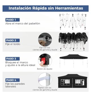 Carpa Plegable 3x6m, 6 Paredes Laterales