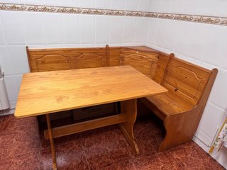 Conjunto Mesa y Banco Rinconera de Madera