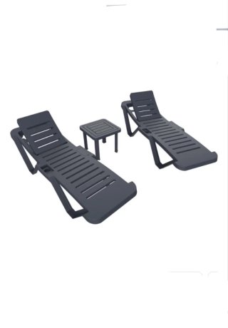 Dos Tumbonas y mesa para piscina jardín