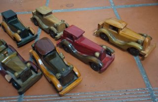 Lote 6 coches madera decorativos