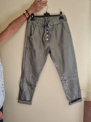 Pantalón Gris de Tiro Bajo Talla Única
