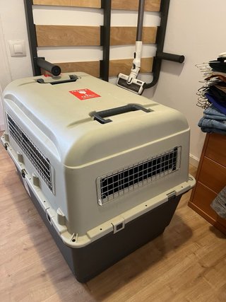 Transportín IATA perro beige y gris N7