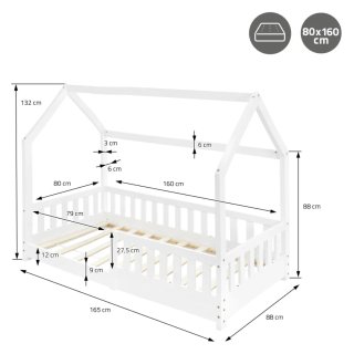 Cama Infantil Tipi de Madera Blanca 160x80