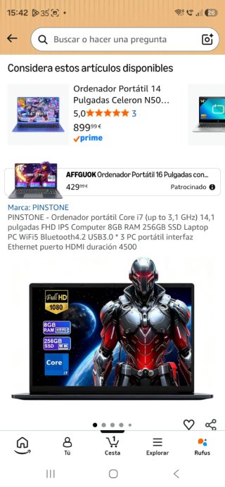 Portátil PINSTONE 14.1 Core i7 8GB RAM 256GB SSD