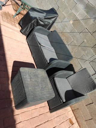 Sofá y sillón exterior chill-out negro-gris