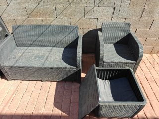 Sofá y sillón exterior chill-out negro-gris