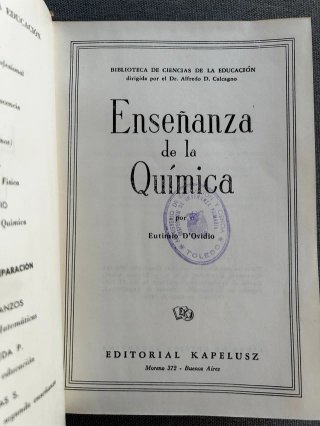 Enseñanza de la Química Eutimio D'Ovidio 1952