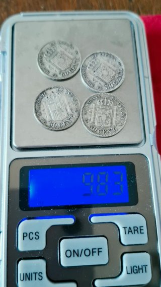 4 Monedas 50 Céntimos Alfonso XIII 1892 plata.