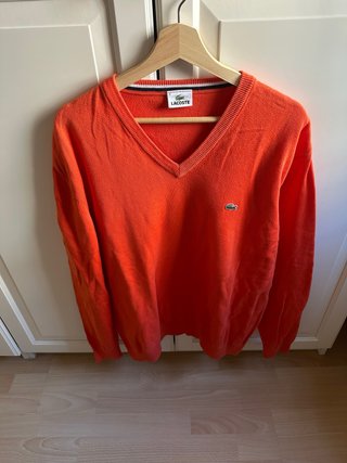 Jersey Lacoste Vintage Cuello Pico Naranja