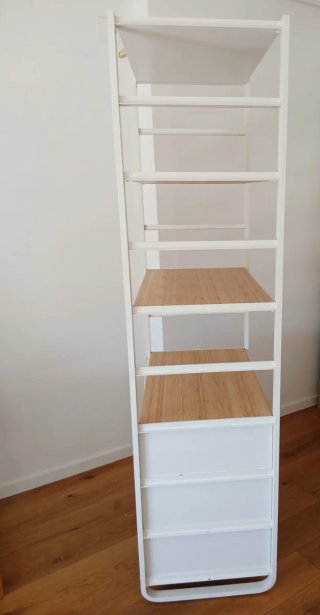 Estantería IKEA ELVARI Bambú y Metal Blanca