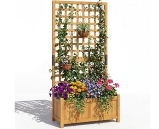 COSTWAY Jardinera Elevada con Enrejado