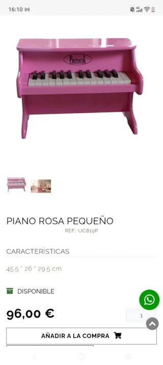 Piano infantil de madera rosa masca protocol.
