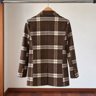 Blazer Scotch & Soda Xadrez Lã Castanho Bege