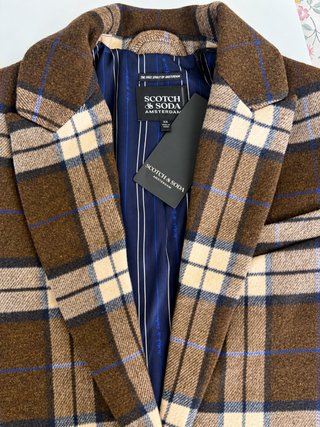 Blazer Scotch & Soda Xadrez Lã Castanho Bege