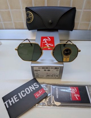 Ray-Ban RB3556 Octagonal Arista Oro Verde