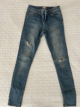 Pantalones Vaqueros Pitillo Azules Rotos
