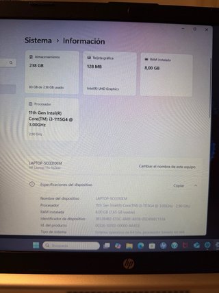 Portátil HP 15,6 pulgadas