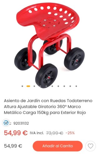 Costway Asiento de Jardín con Ruedas Todoterreno