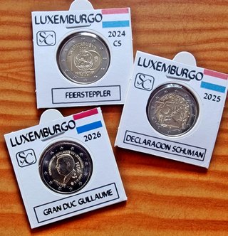 Lote de 3 monedas de 2€ de Luxemburgo