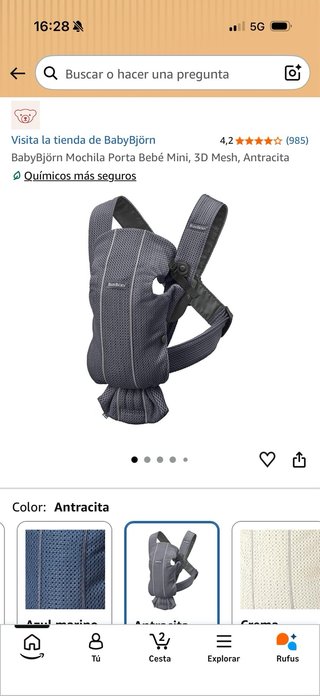 Mochila Portabebés Babybjörn Gris