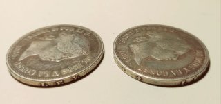 Pareja Monedas 20 Reales Isabel II 1864