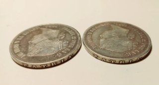 Pareja Monedas 20 Reales Isabel II 1864
