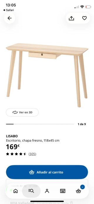 Escritorio de madera de fresno Ikea LISABO