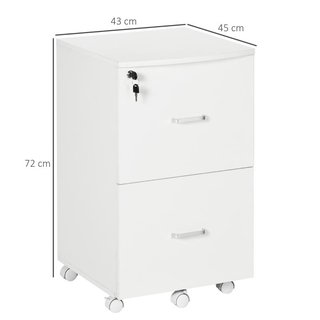 Mueble Oficina 2 Cajones con Llave Blanco 72cm