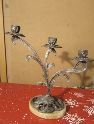 Juego de 4 Candelabros Vintage Art Nouveau metal