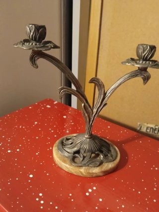 Juego de 4 Candelabros Vintage Art Nouveau metal