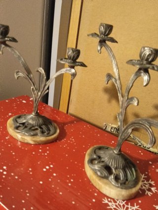 Juego de 4 Candelabros Vintage Art Nouveau metal