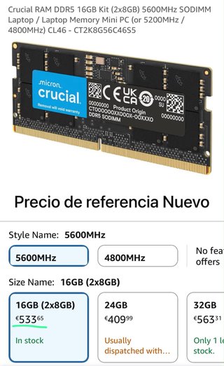 Pack 2 Memorias RAM SK Hynix DDR5 16GB (2x8GB)