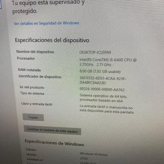 Pack PC Acer i5 6ª Gen + 8GB RAM + Monitor LG 22"