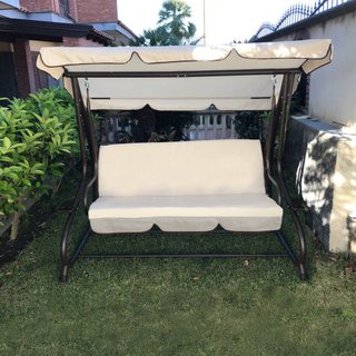 Dondolo da Giardino con Tettuccio 3 Posti Beige