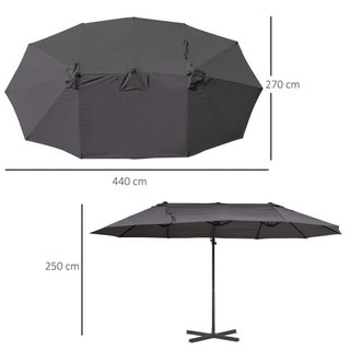 Sombrilla Doble 270x445 Inclinable Manivela Gris