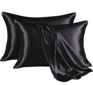 2 Fundas Almohada Satén Negras 75x50cm