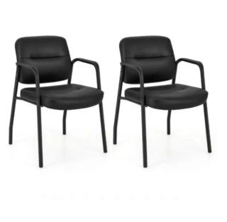 Set di 2 Sedie Ricevimento Imbottito in Pelle