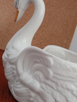 Cisne Vintage de Porcelana Blanco