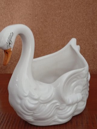 Cisne Vintage de Porcelana Blanco
